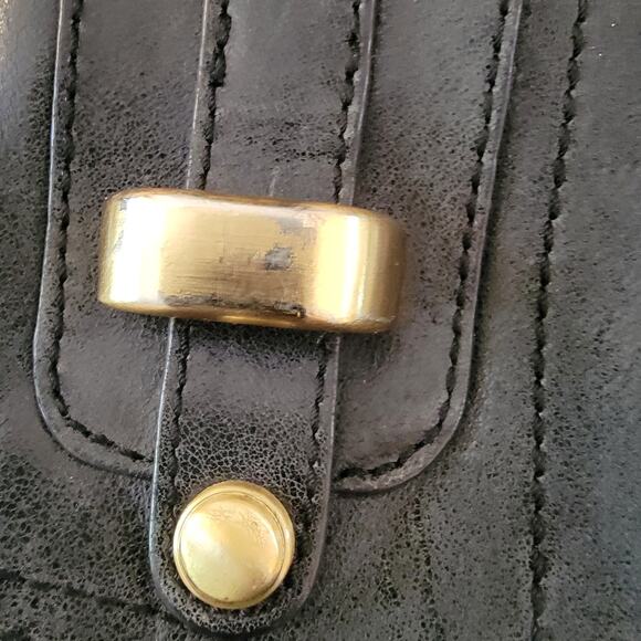 B Makowsky Leather Crossbody bag with Gold Hardware Charcoal - Picture 3 of 10